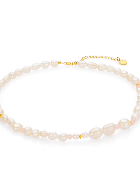 天然项链3forevigt粉晶珍珠