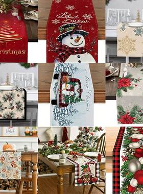 Christmas Table Runner Linen Heat Insulation Tablecloth Holi