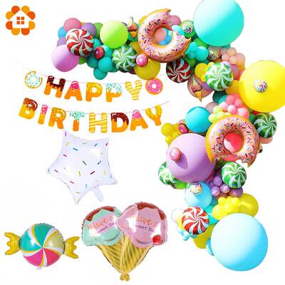 Pink Donut Candy Ice Cream Popcorn Aluminum Foil Balloon Bab