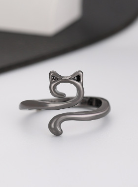 Opening Adjustable Fashion Animal Cat Ring Jewelry欧美猫戒指