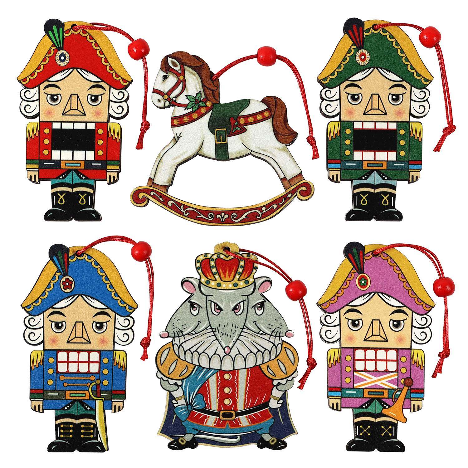 1pcs Nutcracker Christmas Ornaments Wooden Hanging Rustic Ch