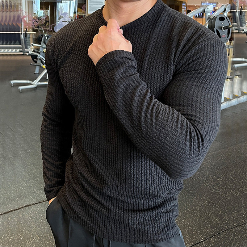 2026冬季潮流毛衣男时尚针织套头打底衫跑步训练长袖Men T-Shirt