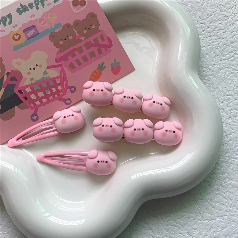 可爱小猪发夹网红ins发卡甜美少女鸭嘴夹粉色BB夹百搭刘海夹边夹