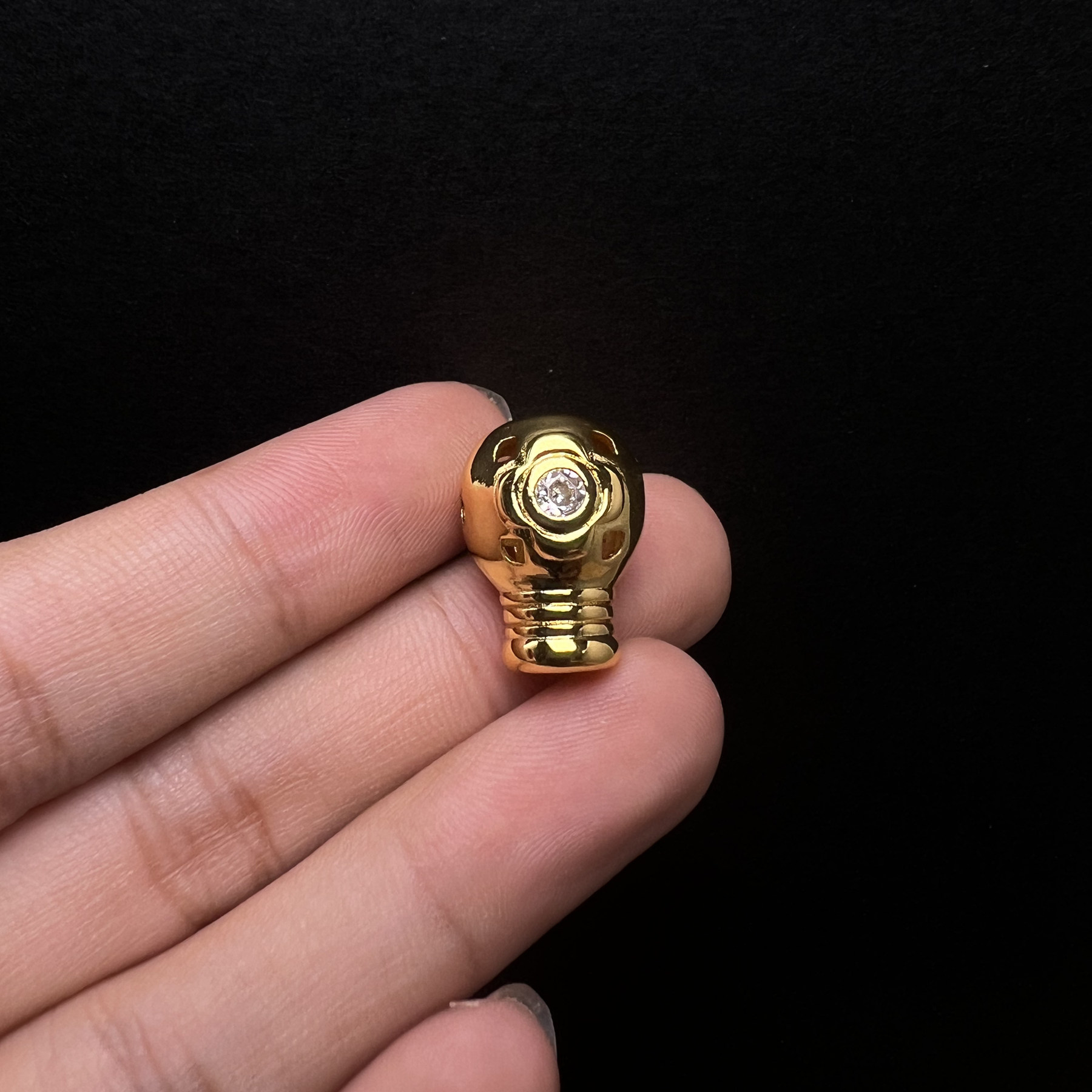 创意复古三通925古法金色锆石镶嵌三通配饰diy百香籽星月文玩配饰