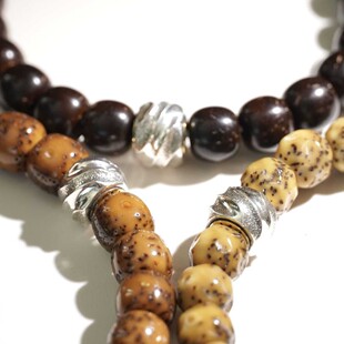 925纯银制品925藏银喜玄珠 文玩配饰108珠星月佛珠顶珠配饰配件