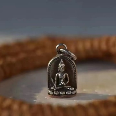 藏式手工 阿弥陀佛指尖佛S925纯银可做吊坠佛珠配饰侧挂手串佛珠