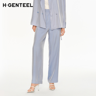 H·GENTEEL荷高新款 夏装 女宽松简约抽绳设计直筒休闲裤