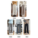 针织加绒糯米裤女秋冬新款高腰显瘦休闲直筒裤慵懒软糯窄版阔腿裤，女装休闲裤，搜酷衣阁