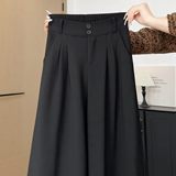 黑色西装裤女秋冬季加绒加厚小个子窄版直筒西裤高腰显瘦阔腿裤子，女装休闲裤，搜酷衣阁