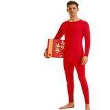 马年年大红色保暖内衣套装男女结婚加绒加厚情侣德绒秋衣秋裤，保暖内衣，搜酷衣阁