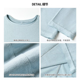 美式小圆领65棉长袖正肩t恤女内搭早秋可外穿打底衫修身显瘦上衣，女装T恤，搜酷衣阁