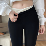 纯色加绒鲨鱼皮九分打底裤女外穿新款裤高腰收腹提臀裤子，女装打底裤，搜酷衣阁