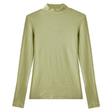 半高领德绒磨毛坑条显瘦长袖打底衫女内搭季修身t恤中领上衣，女装T恤，搜酷衣阁