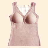蕾丝无痕粉色//羊毛贴片款背心