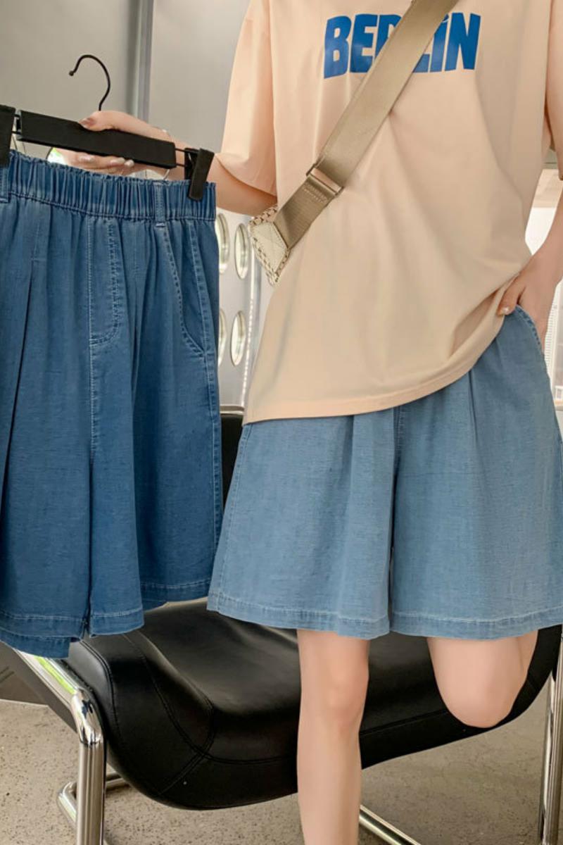 牛仔短裤女夏季薄款高腰垂感百搭显瘦休闲裤子宽松阔腿五分裤，女装牛仔裤，搜酷衣阁