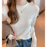 W高级感德绒磨毛立领打底衫女秋冬季加厚修身显瘦内搭可外穿上衣，保暖内衣，搜酷衣阁