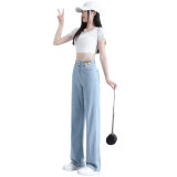 软牛仔裤子女2025新款薄款夏季休闲直筒宽松冰丝小个子阔腿裤，商品下架区，搜酷衣阁