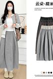 灰色针织半身裙女2026新款秋季高腰a字南瓜裙大码胖mm显瘦糯米裙，女装半身裙，搜酷衣阁