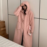 1132秋冬新款羊羔绒家居服大睡袍宽松加厚保暖治愈系可外穿带帽子，睡衣套装，搜酷衣阁