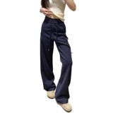 藏青色lulu同款运动裤女秋冬新款加绒宽松慵懒风高腰窄版阔腿卫裤，女装休闲裤，搜酷衣阁