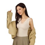 天然羊绒V领蕾丝磨毛自热无痕秋冬保暖背心女修身内搭打底，保暖内衣，搜酷衣阁