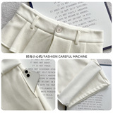 浅灰色假两件屁帘裤女秋冬季新款百褶花边高腰垂感直筒加绒阔腿裤，女装休闲裤，搜酷衣阁