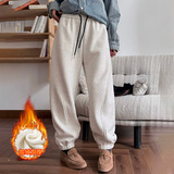 时尚休闲加绒裤子女秋冬款加厚保暖宽松遮肉束脚哈伦裤松紧腰卫裤，女装休闲裤，搜酷衣阁