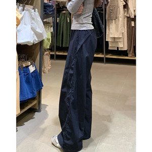 美式速干运动工装裤女夏季2025新款高腰垂感显瘦休闲阔腿裤小个子，女装休闲裤，搜酷衣阁