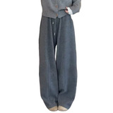 米白色糯米阔腿裤女秋冬季加绒加厚高腰宽松显瘦小个子香蕉弯刀裤，女装休闲裤，搜酷衣阁