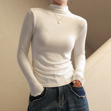 W秋冬季新款半高领打底衫女式设计感收腰显瘦气质内搭上衣，保暖内衣，搜酷衣阁