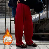 冬季加绒加厚休闲裤女2026新款韩系时尚高腰直筒裤百搭加厚卫裤潮，女装休闲裤，搜酷衣阁