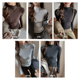 W半高领天丝莱赛尔内搭打底衫女新款时尚洋气磨毛高级感长袖上衣，保暖内衣，搜酷衣阁