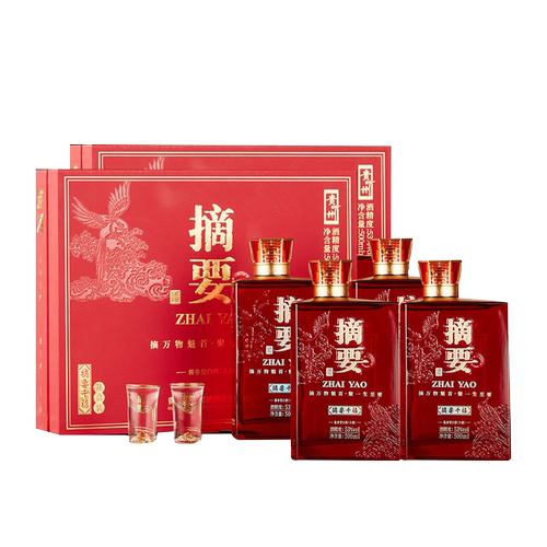 摘要酒 千禧礼盒 53度 500ml*4瓶整箱装 纯粮酿造酱香型白酒