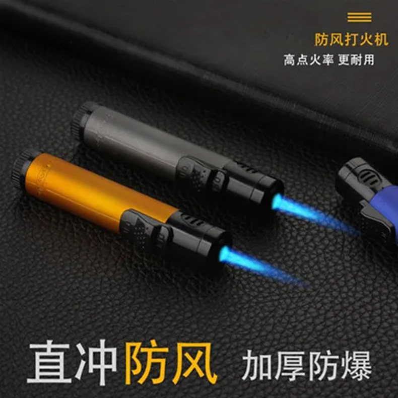 金属防风打火机可充气直冲防爆点艾灸户外喷火点火器焊枪气体创意