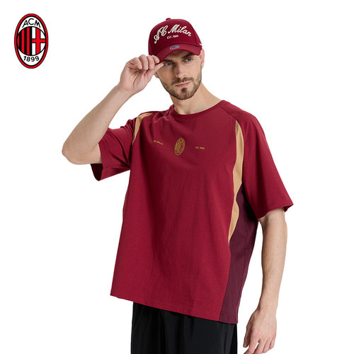 AC米兰队徽款纯棉T恤夏季出行潮流T恤经典版短袖两色可选恤球迷服