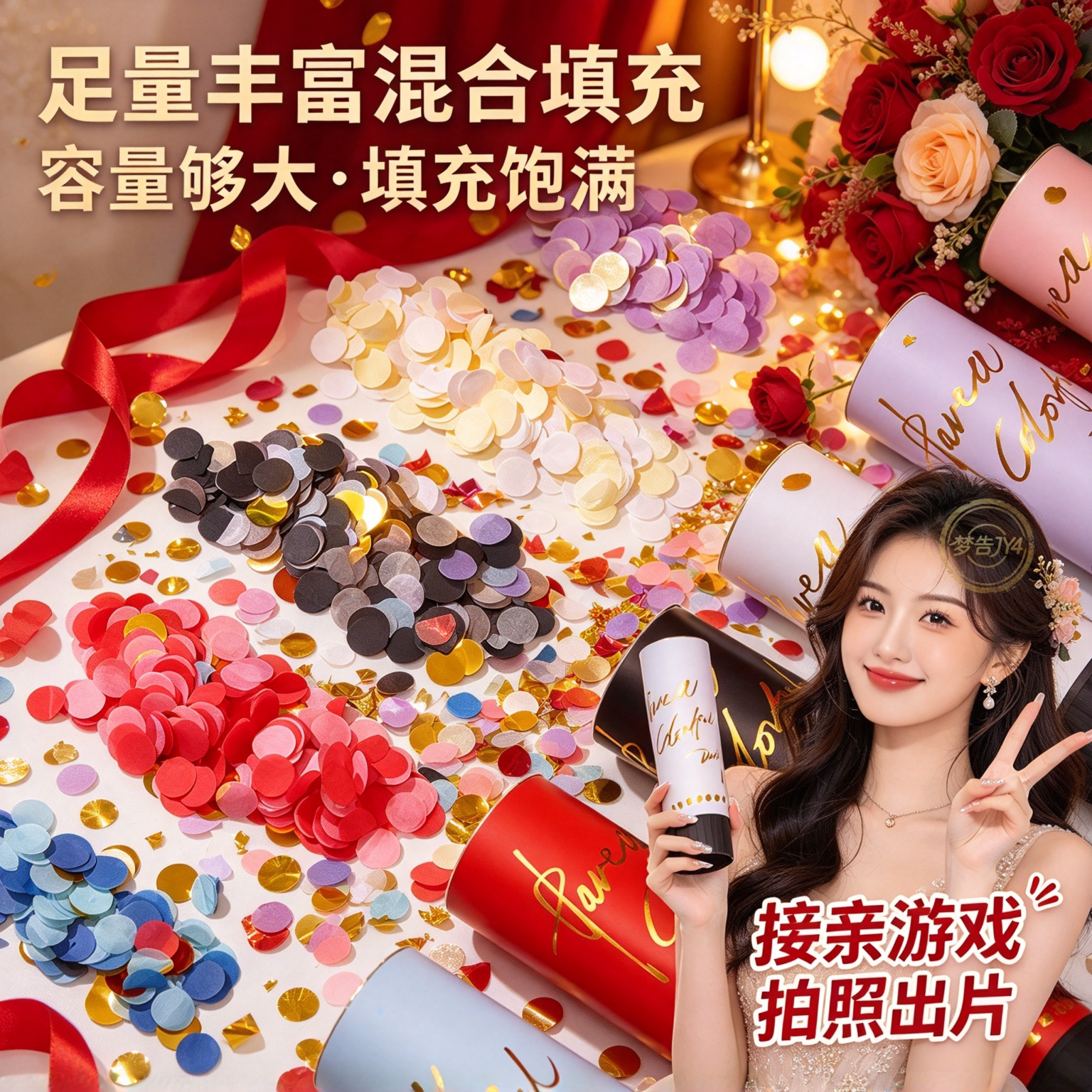 礼花礼炮手持小礼炮结婚派对礼花筒户外露营喷花筒礼花手拧爆花筒