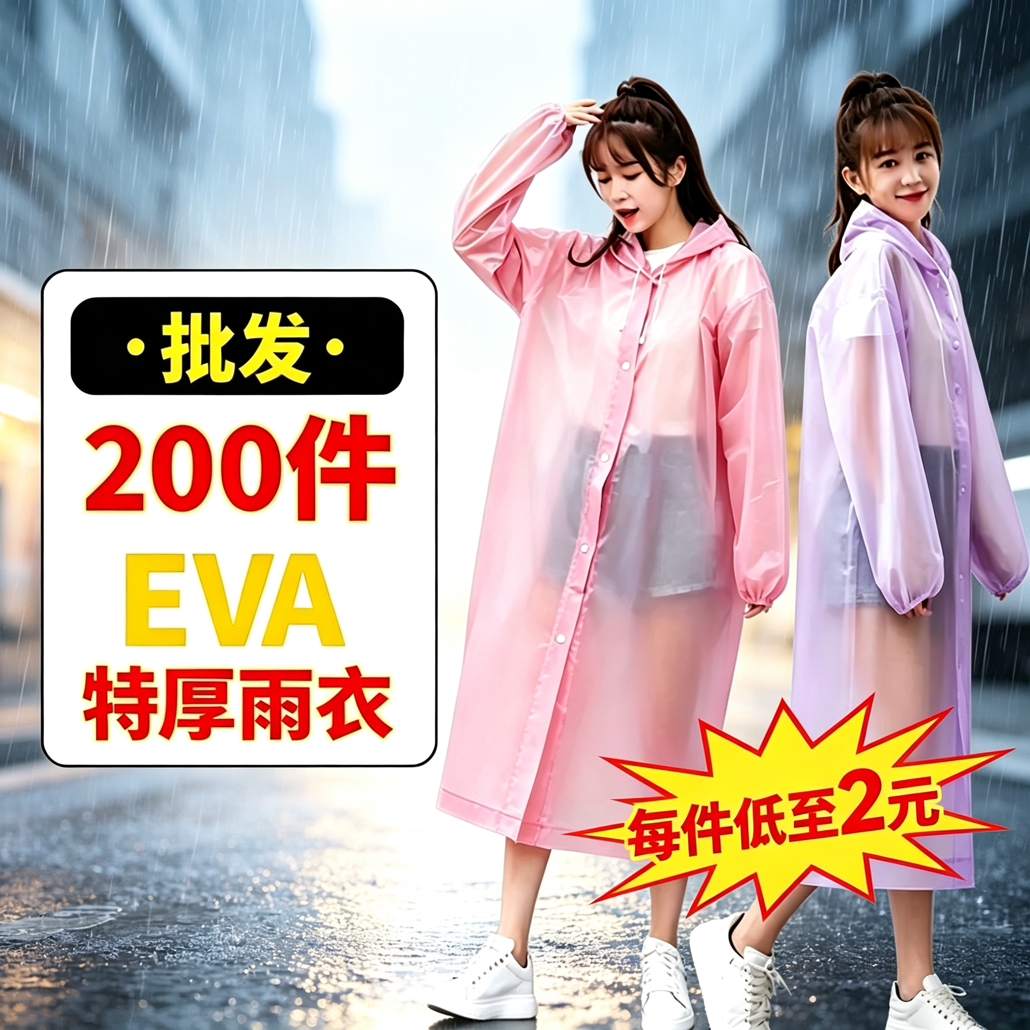 EVA加厚防暴雨户外登山雨衣