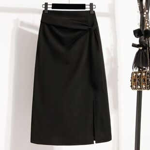 hip 高腰褶皱包臀直筒半身裙High waisted pleated skirt hugging