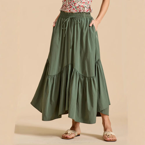 High waisted lace up half length skirt 高腰系带半身长裙女