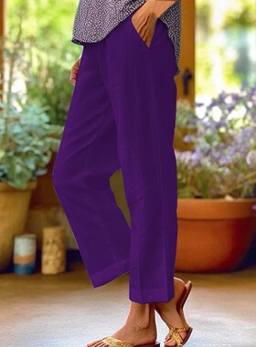 纯色松紧口袋女士长裤Solid color elastic pocket women's pants