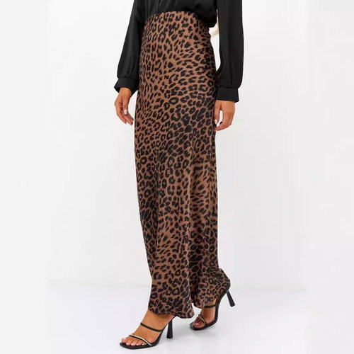 Ladies' high waisted leopard print skirt女士高腰豹纹半身裙