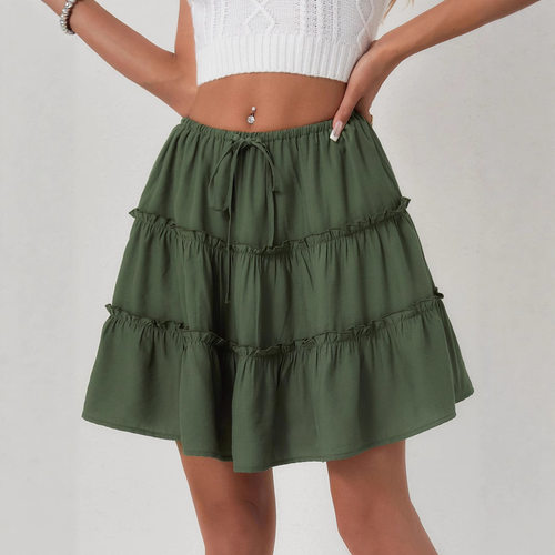 女士高腰系带半身裙   Ladies' high waisted lace up skirt