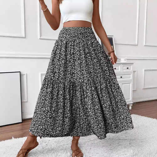 修身褶皱高腰半身裙  Slimming pleated high waisted skirt