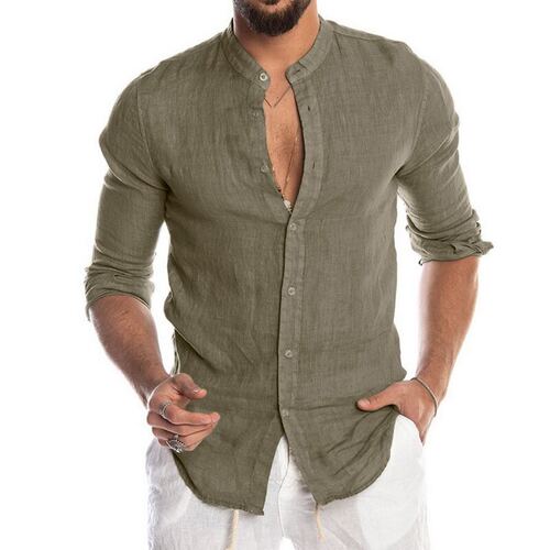 Men's Summer Linen Long Sleeve Shirt 男式夏季亚麻长袖衬衫