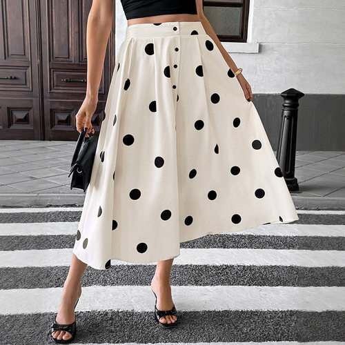 波点印花休闲半身裙女Polka dot printed casual skirt for women