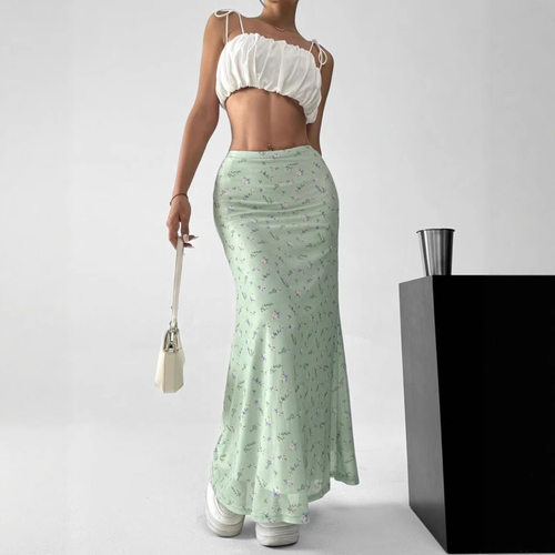 女士印花休闲半身长裙Ladies' printed casual half length skirt