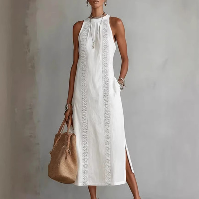 纯色无袖女士连衣裙   Solid color sleeveless women's dress