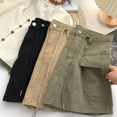 Solid colored workwear half length skirt纯色工装半身短裙女