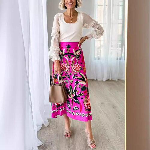 Ladies' printed casual half length skirt女士印花休闲半身长裙