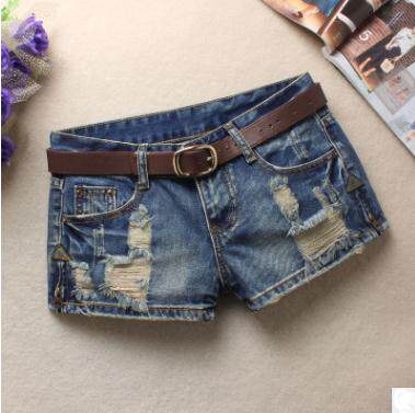 women all match ripped denim shorts 女开叉破洞百搭牛仔短裤